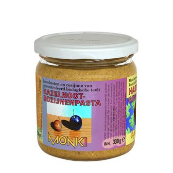 Monki Hazelnoten-rozijnenpasta eko bio 330 Gram Monki Hazelnoten-rozijnenpasta eko bio 330 Gram