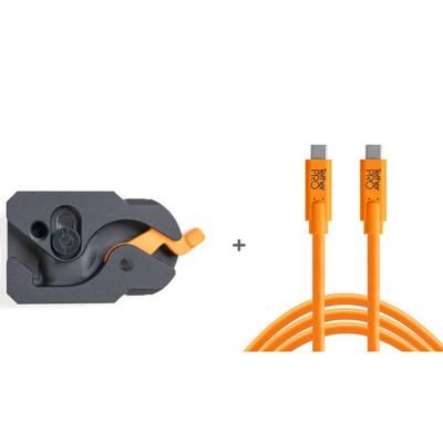Tether Tools TetherGuard USB-C to USB-C 4.6m LeverLock & Cable Kit, straight to straight, high visibility orange