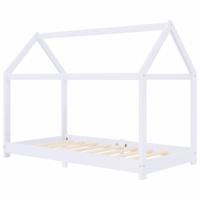 Kinderbedframe massief grenenhout wit 80x160 cm - thumbnail