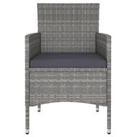 5-delige Bistroset poly rattan en gehard glas grijs - thumbnail