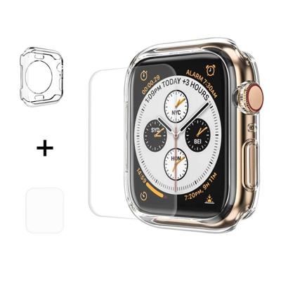 ENKAY Hat-Prins 2 in 1 TPU semi-geklede beschermende Shell + 3D volledig scherm PET gebogen warmte buigen HD Screen Protector voor Apple Watch serie 4