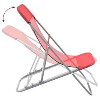Strandstoelen 2 st textileen en gepoedercoat staal rood - thumbnail