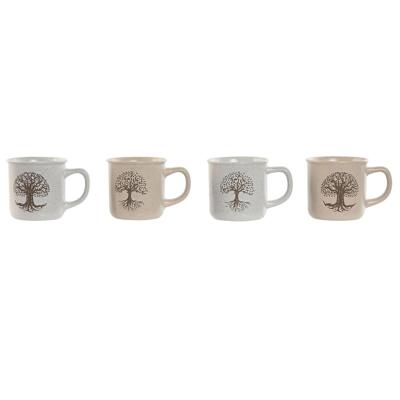 Mok Home ESPRIT Wit Beige Traditioneel Levensboom 330 ml (4 Stuks) Mok Home ESPRIT Wit Beige Traditioneel Levensboom 330 ml (4 Stuks)