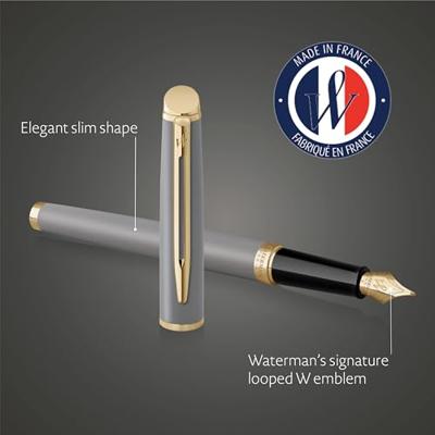 Waterman Hémisphère Metalic vulpen, fijn, grijs GT, giftbox