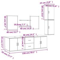 7-delige Badkamermeubelset bewerkt hout zwart - thumbnail
