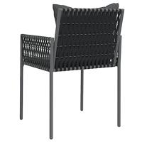 Tuinstoelen 2 st met kussens 54x61x83 cm poly rattan zwart - thumbnail