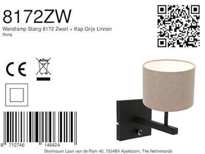 Steinhauer WandlampStanger met taupe kap - 8172ZW