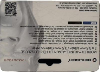 Oehlbach D1C35015 i-Jack AD-Flight Jackplug Audio Y-adapter [1x Jackplug female 3,5 mm - 2x Jackplug male 3,5 mm] Zwart