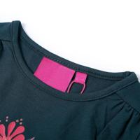 Kindershirt met lange mouwen bloemenprint 104 donkergroen - thumbnail