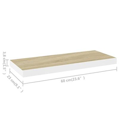 VidaXL Wandschappen zwevend 2 st 60x23,5x3,8 cm mdf eikenkleurig wit