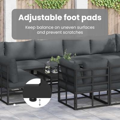 Tuinbankenset met kussen 13 pcs Zwart Aluminium