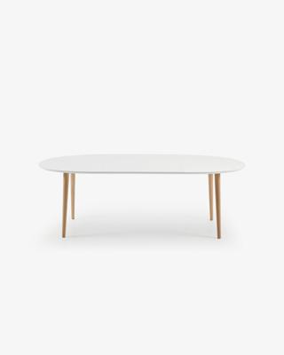 Kave Home Uitschuifbare Ovale Eettafel 'Oqui' 140 - 220 x 90cm, kleur Wit