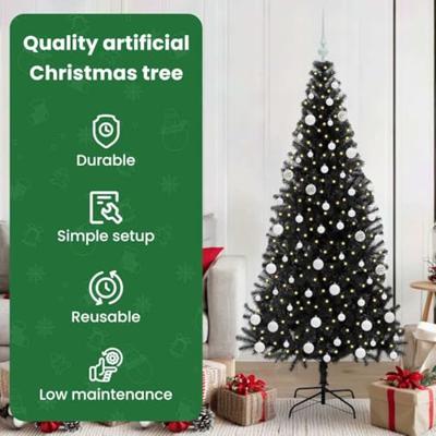 VidaXL Kerstboom met 300 led met standaard zwart 180 cm pvc VidaXL Kerstboom met 300 led met standaard zwart 180 cm pvc