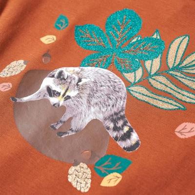 Kindershirt met lange mouwen dierenprint 92 cognackleurig