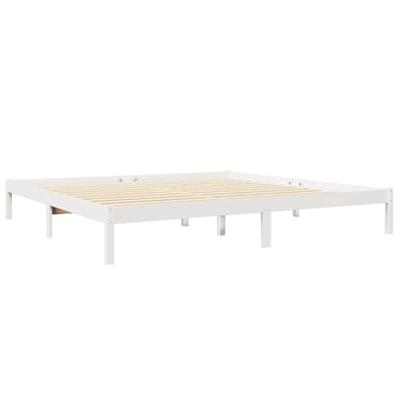 Bed met boekenkast zonder matras grenenhout wit 200x200 cm