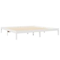 Bed met boekenkast zonder matras grenenhout wit 200x200 cm - thumbnail