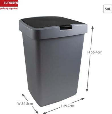 Sunware Delta Prullenbak Met Klep 50 L Antraciet