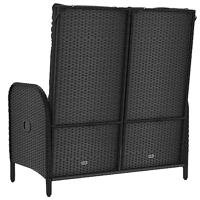 Tuinbank verstelbaar met kussens 107 cm poly rattan zwart - thumbnail