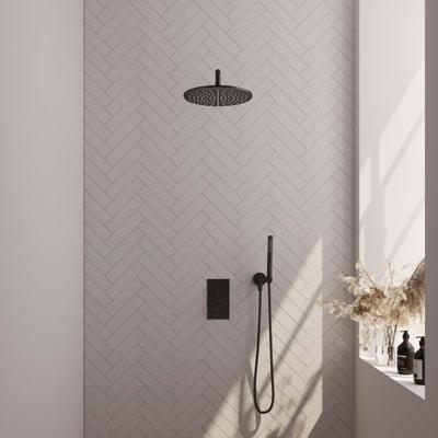 Inbouw Regendouche Set Brauer Black Edition Gebogen Wanduitloop Ronde Hoofddouche 30 cm Mat Zwart Brauer