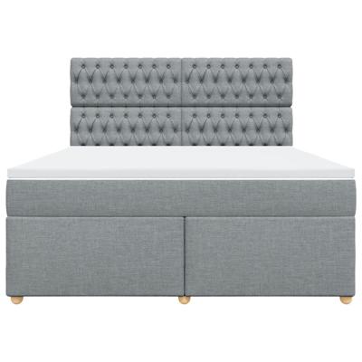 Boxspring met matras stof lichtgrijs 180x200 cm - thumbnail