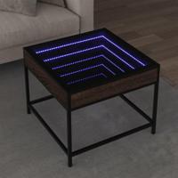 Salontafel met Infinity LED 50x50x41 cm bruin eikenkleurig - thumbnail