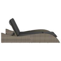 Ligbed met kussens 114x205x73 cm poly rattan grijs - thumbnail