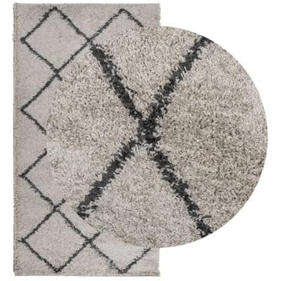VidaXL Vloerkleed pamplona shaggy hoogpolig 80x150 cm beige antraciet