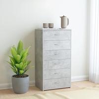 Dressoir met 6 lades 50x34x96 cm bewerkt hout betongrijs - thumbnail
