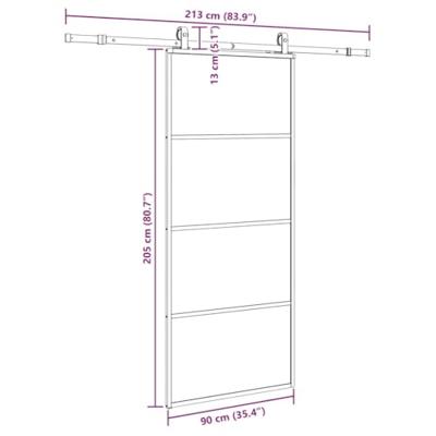 Schuifdeur met beslagset 90x205 cm ESG glas zwart