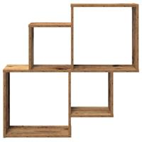 Wandschap 80x15x78,5 cm bewerkt hout oud houtkleurig - thumbnail