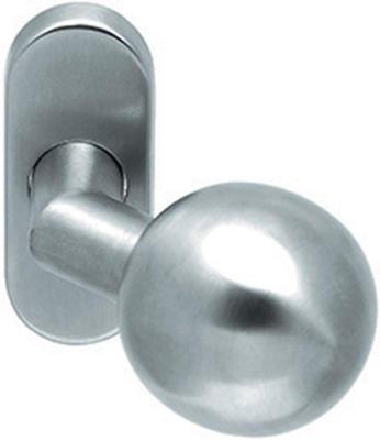 Knop bol gekropt ovaal rozet rvs mat excl. stift