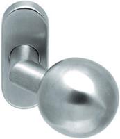 Knop bol gekropt ovaal rozet rvs mat excl. stift - thumbnail