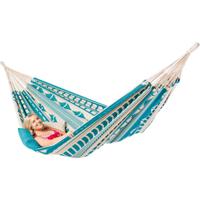 Familie hangmat - 400x180cm - BlauwGroen - 200kg draagkracht- 100% katoen - binnen & buiten - thumbnail