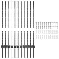 VidaXL Afrasteringspaal 11 pcs grijs 100 cm staal - thumbnail