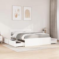 Bed met lades en matras massief grenenhout wit 140x200 cm - thumbnail