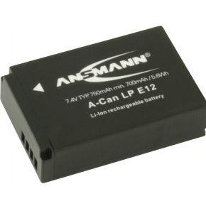 Ansmann A-Can LP-E12 Camera-accu Vervangt originele accu LP-E12 7.4 V 750 mAh Ansmann A-Can LP-E12 Camera-accu Vervangt originele accu LP-E12 7.4 V 750 mAh