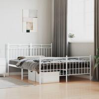 Bedframe met hoofd- en voeteneinde metaal wit 135x190 cm - thumbnail