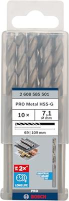 Bosch Accessories 2608585501 HSS Metaal-spiraalboor 7.1 mm Gezamenlijke lengte 109 mm Geslepen DIN 338 Cilinderschacht 10 stuk(s) Bosch Accessories 2608585501 HSS Metaal-spiraalboor 7.1 mm Gezamenlijke lengte 109 mm Geslepen DIN 338 Cilinderschacht 10 stuk(s)