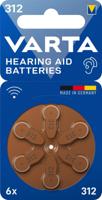 Batterij voor hoortoestel Varta Hearing Aid 312 PR41 6 Stuks - thumbnail