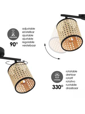 Light depot - LED opbouwspot Ratan 2L - zwart - Outlet