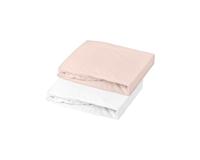 Domiva Set van 2 hoeslakens - 70 x 140 cm - Jersey - Wit/Nude - thumbnail