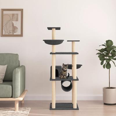VidaXL Kattenmeubel met sisal krabpalen 141 cm donkergrijs VidaXL Kattenmeubel met sisal krabpalen 141 cm donkergrijs