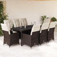 9-delige Tuinset met kussens poly rattan bruin - thumbnail