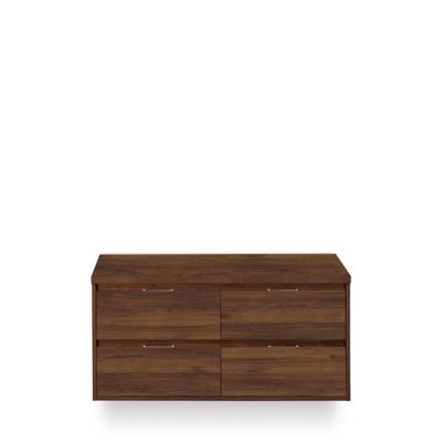 Porto Badmeubelset 120 cm - 4 laden Walnoot - Wastafel Bovenblad Walnoot