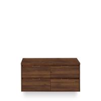 Porto Badmeubelset 120 cm - 4 laden Walnoot - Wastafel Bovenblad Walnoot - thumbnail