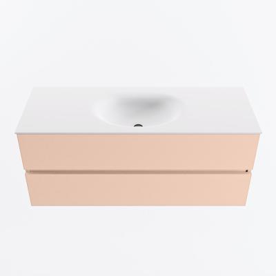 MONDIAZ VICA 120cm badmeubel onderkast Rosee 2 lades. Wastafel MOON midden 1 kraangat, kleur Talc.