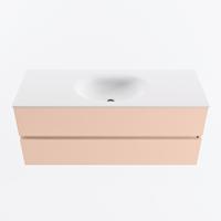 MONDIAZ VICA 120cm badmeubel onderkast Rosee 2 lades. Wastafel MOON midden 1 kraangat, kleur Talc. - thumbnail