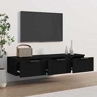 Wandkast 102x30x20 cm bewerkt hout zwart - thumbnail