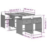 5-delige Tuinset met kussens poly rattan zwart - thumbnail