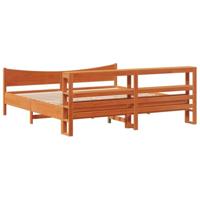Bedframe met hoofdbord massief grenenhout wasbruin 180x200 cm - thumbnail